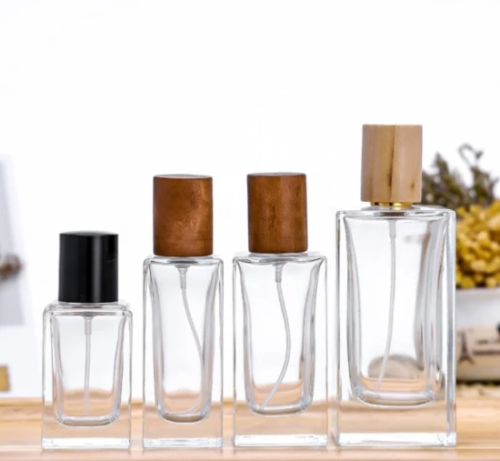 50ml 100ml personalizar embalagem quadrada de luxo por atacado frasco de perfume de vidro spray vazio
