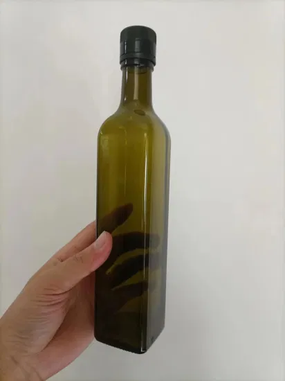 Frasco de azeite verde quadrado de vidro de 1000ml com tampa correspondente